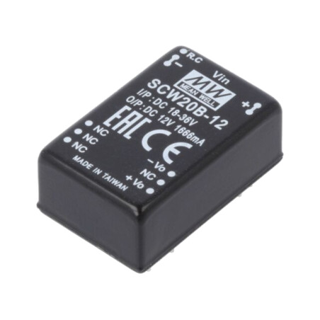 Convertor: DC/DC; 20W; Uintr: 18÷36VDC; Uieş: 12VDC; Iieş: 1666mA