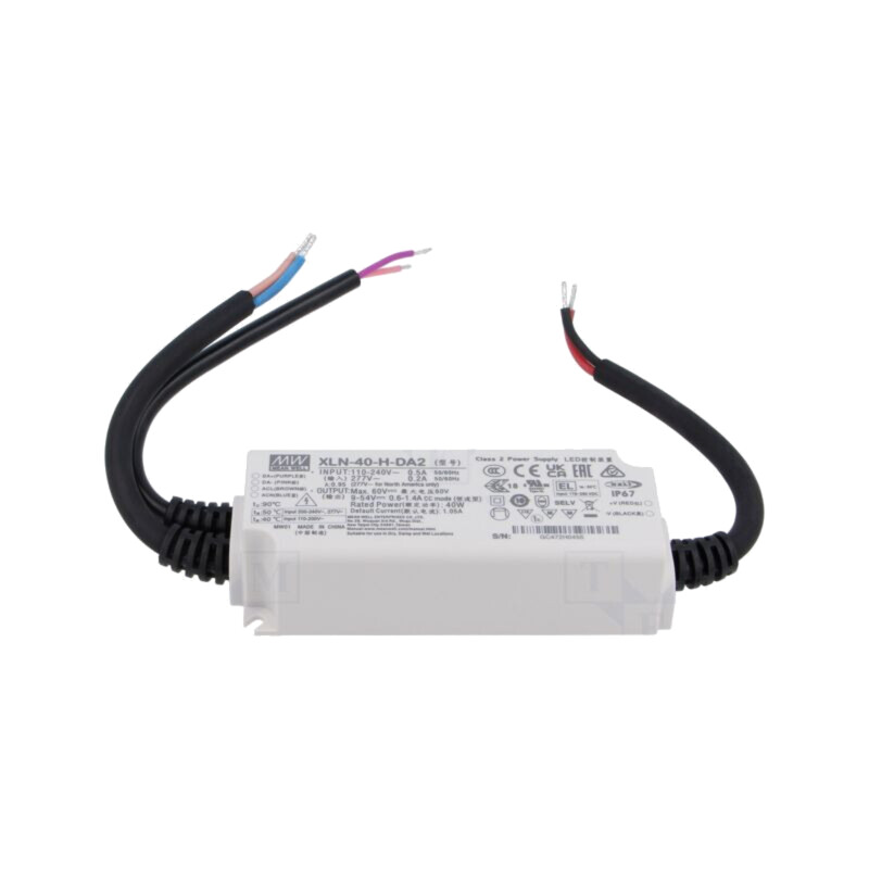 Alimentator: pulsatoriu; LED; 40W; 9÷54VDC; 600mA÷1,4A; 100÷305VAC