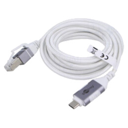 Cablu; slim,USB 3.1; RJ45 mufă,USB C mufă; nichelat; 3m; alb; gri