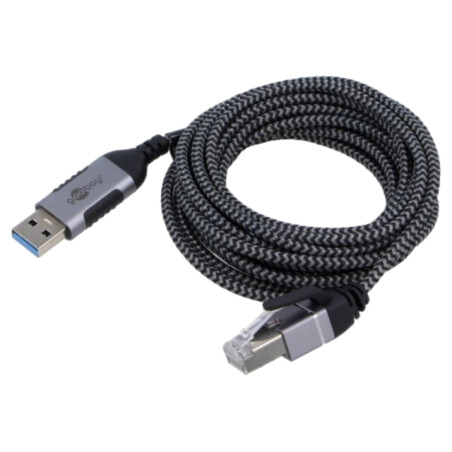 Cablu; slim,USB 3.0; RJ45 mufă,USB A mufă; nichelat; 3m; U/FTP