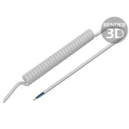 Cablu: spiralat; 2x0,75mm2; neecranat; PUR; alb; 300V,500V; 1m; 3,5m