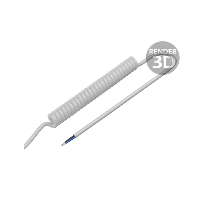 Cablu: spiralat; 2x0,75mm2; neecranat; PUR; alb; 300V,500V; 1m; 3,5m