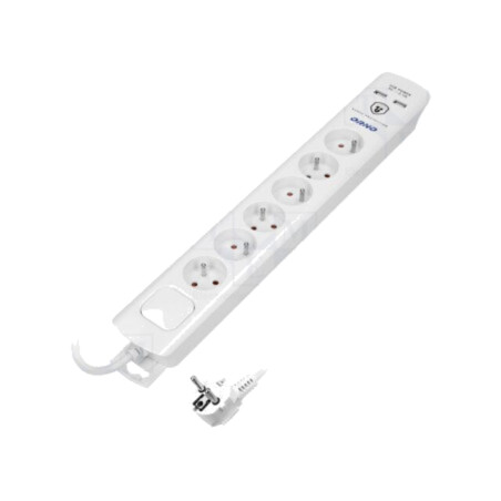 Prelungitor cu prize: protecţie la supratensiune; Prize: 6; 10A