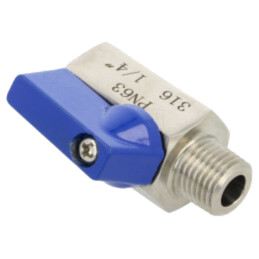 Supapă cu bilă; Oţel rezistent la acizi AISI 316; PTFE; 43mm