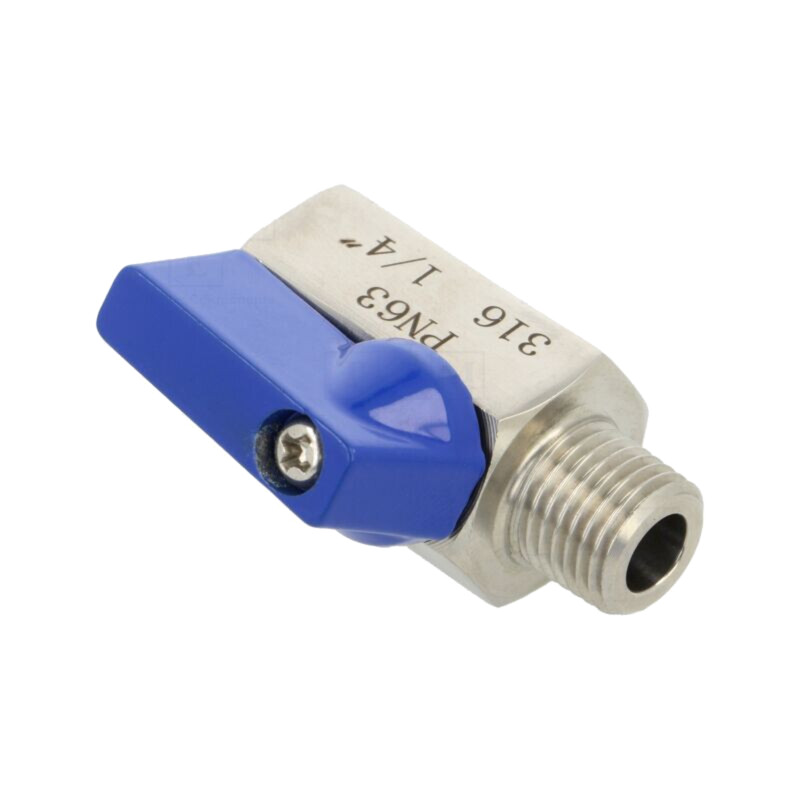 Supapă cu bilă; Oţel rezistent la acizi AISI 316; PTFE; 43mm