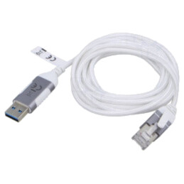 Cablu; slim,USB 3.0; RJ45 mufă,USB A mufă; nichelat; 2m; alb; gri