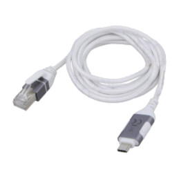 Cablu; slim,USB 3.1; RJ45 mufă,USB C mufă; nichelat; 2m; alb; gri
