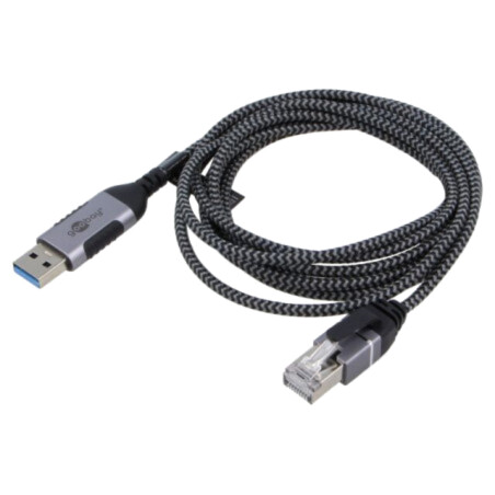 Cablu; slim,USB 3.0; RJ45 mufă,USB A mufă; nichelat; 2m; U/FTP