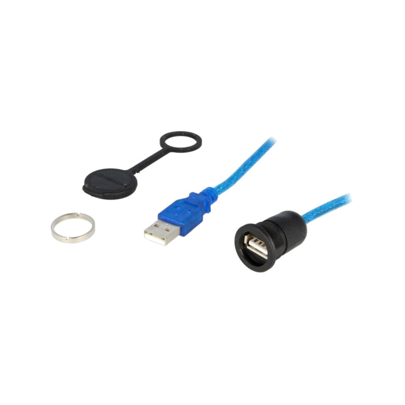 Cablu; USB 2.0,cu capac de protecţie; USB A soclu,USB A mufă