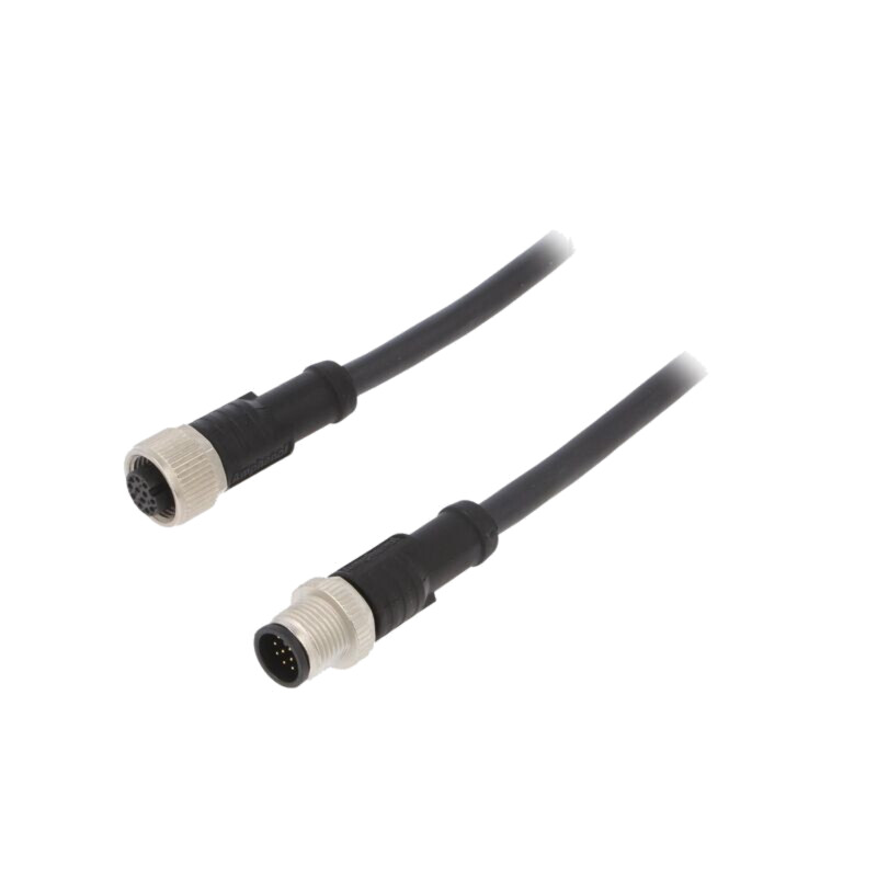 Cablu: pentru senzori/automatizări; PIN: 12; M12-M12; 1m; mufă Cablu: pentru senzori/automatizări; PIN: 12; M12-M12; 1m; mufă