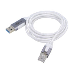 Cablu; slim,USB 3.0; RJ45 mufă,USB A mufă; nichelat; 1,5m; alb
