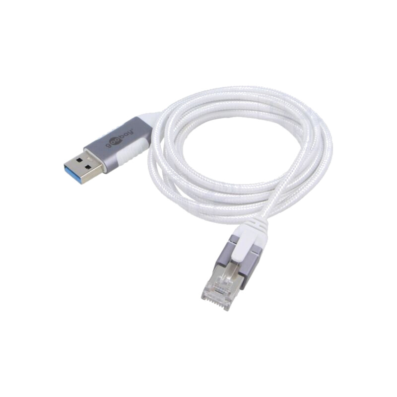 Cablu; slim,USB 3.0; RJ45 mufă,USB A mufă; nichelat; 1,5m; alb