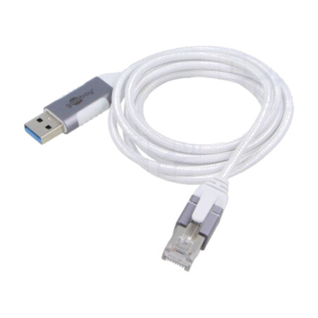Cablu; slim,USB 3.0; RJ45 mufă,USB A mufă; nichelat; 1,5m; alb