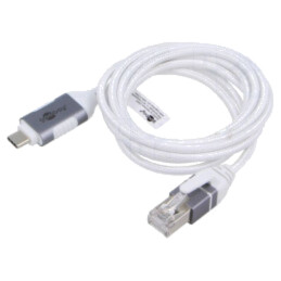 Cablu; slim,USB 3.1; RJ45 mufă,USB C mufă; nichelat; 1,5m; alb