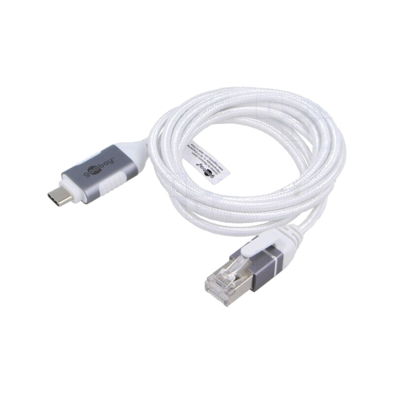 Cablu; slim,USB 3.1; RJ45 mufă,USB C mufă; nichelat; 1,5m; alb