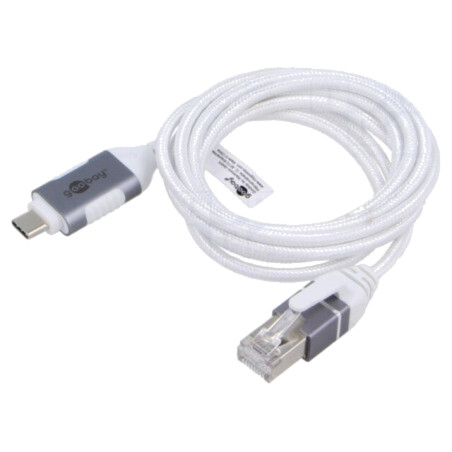 Cablu; slim,USB 3.1; RJ45 mufă,USB C mufă; nichelat; 1,5m; alb
