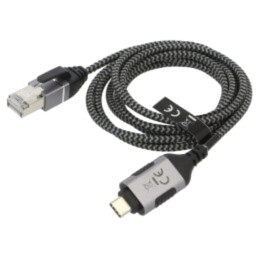 Cablu; slim,USB 3.1; RJ45 mufă,USB C mufă; nichelat; 1,5m; U/FTP