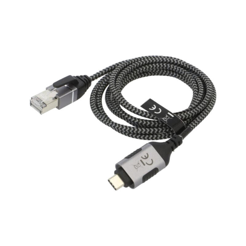 Cablu; slim,USB 3.1; RJ45 mufă,USB C mufă; nichelat; 1,5m; U/FTP