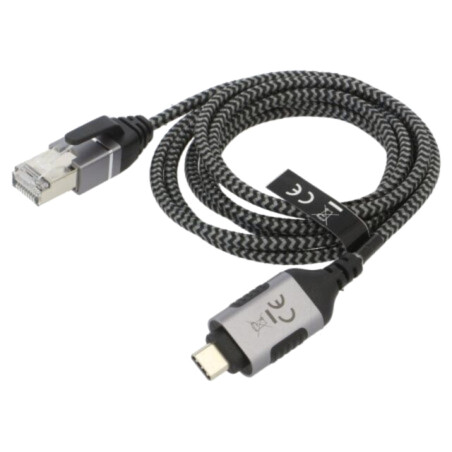 Cablu; slim,USB 3.1; RJ45 mufă,USB C mufă; nichelat; 1,5m; U/FTP