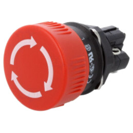 Comutator: de siguranţă; 16mm; Poz.i stab: 2; NC + NO; roşie; fără
