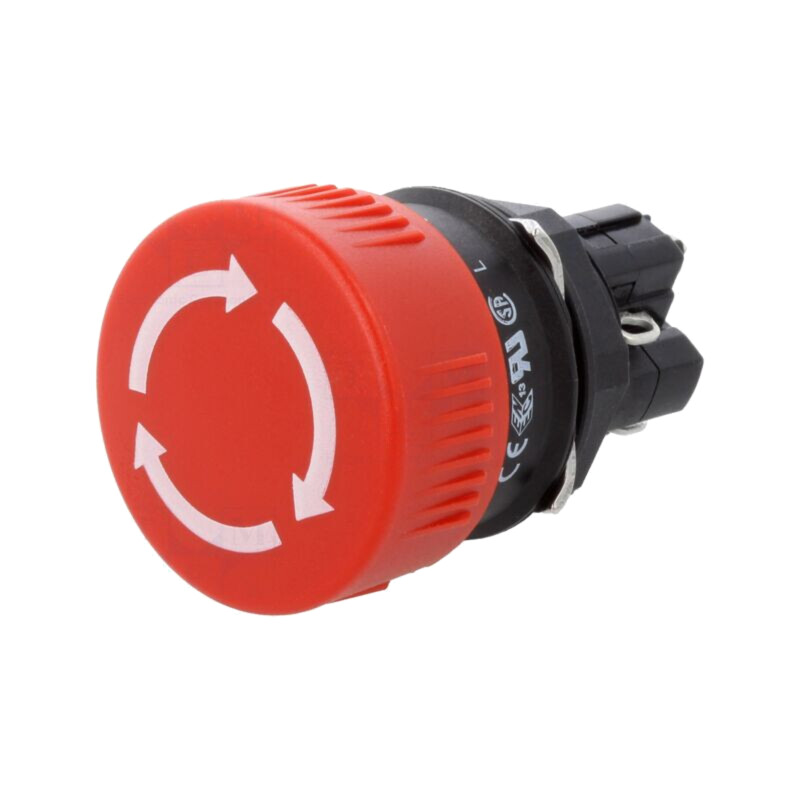 Comutator: de siguranţă; 16mm; Poz.i stab: 2; NC + NO; roşie; fără