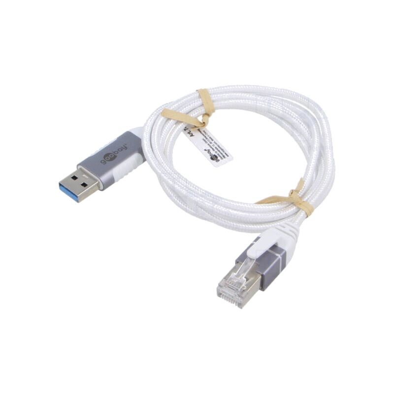 Cablu; slim,USB 3.0; RJ45 mufă,USB A mufă; nichelat; 1m; alb; gri