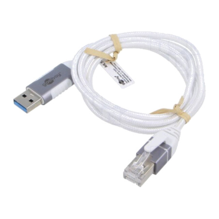 Cablu; slim,USB 3.0; RJ45 mufă,USB A mufă; nichelat; 1m; alb; gri