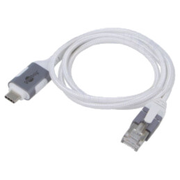Cablu; slim,USB 3.1; RJ45 mufă,USB C mufă; nichelat; 1m; alb; gri