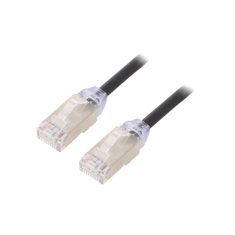 Patch cord; F/UTP,TX6A-28™; 6a; sârmă; Cu; LSZH; negru; 3m; 28AWG Patch cord; F/UTP,TX6A-28™; 6a; sârmă; Cu; LSZH; negru; 3m; 28AWG
