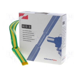 Manşon termocontractabil; 3: 1; 12mm; L: 5m; galben-verde; 25kV/div