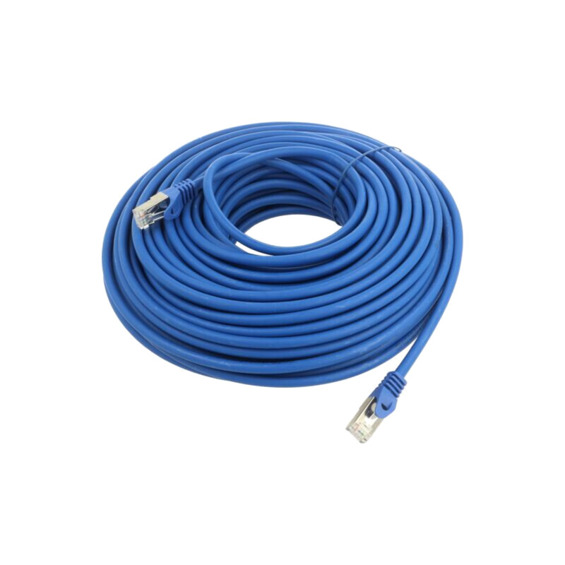 Patch cord; S/FTP; 6a; sârmă; Cu; LSZH; albastru; 30m; 27AWG
