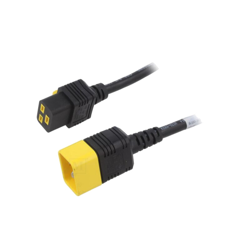 Cablu; 3x1,5mm2; 3x14AWG; IEC C19 mamă,IEC C20 tată; PVC; 3m; 16A Cablu; 3x1,5mm2; 3x14AWG; IEC C19 mamă,IEC C20 tată; PVC; 3m; 16A