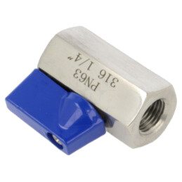 Supapă cu bilă; Oţel rezistent la acizi AISI 316; PTFE; 42mm