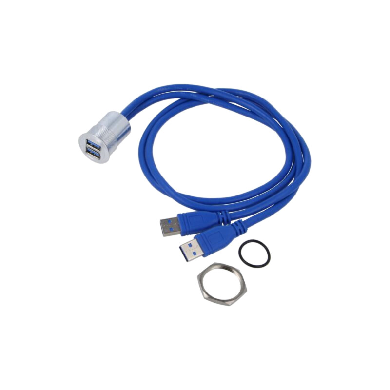Cablu-adaptor; USB A soclu x2,USB A mufă x2; USB 3.0; Lung: 0,6m