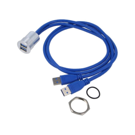 Cablu-adaptor; USB A soclu x2,USB A mufă x2; USB 3.0; Lung: 0,6m