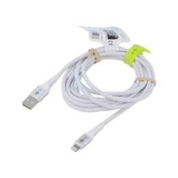 Cablu; USB 2.0; mufă Apple Lightning,USB A mufă; 3m; alb; silicon