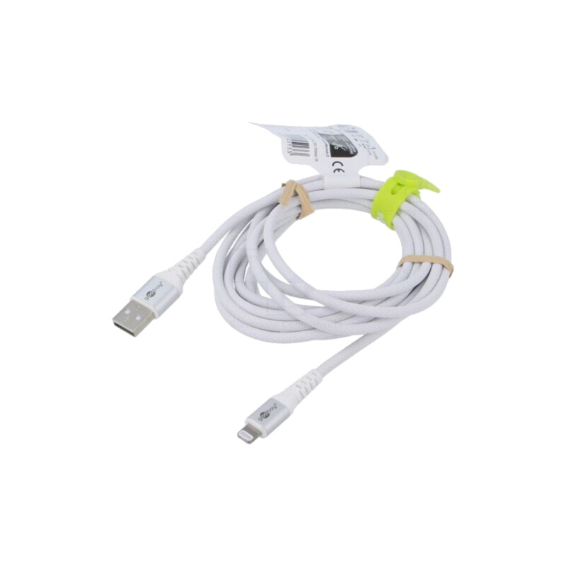 Cablu; USB 2.0; mufă Apple Lightning,USB A mufă; 3m; alb; silicon