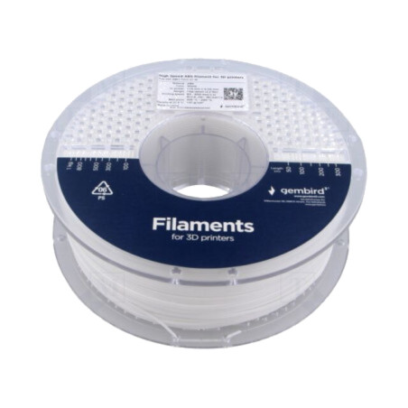 Filament: ABS; 1,75mm; albă; 225÷240°C; 1kg; High Speed