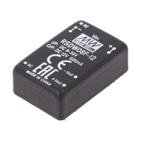 Convertor: DC/DC; 8W; Uintr: 9÷36VDC; Uieş: 12VDC; Iieş: 0÷666mA