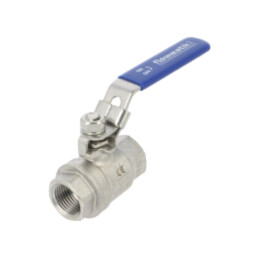 Supapă cu bilă; Oţel rezistent la acizi AISI 316; PTFE; L: 105mm