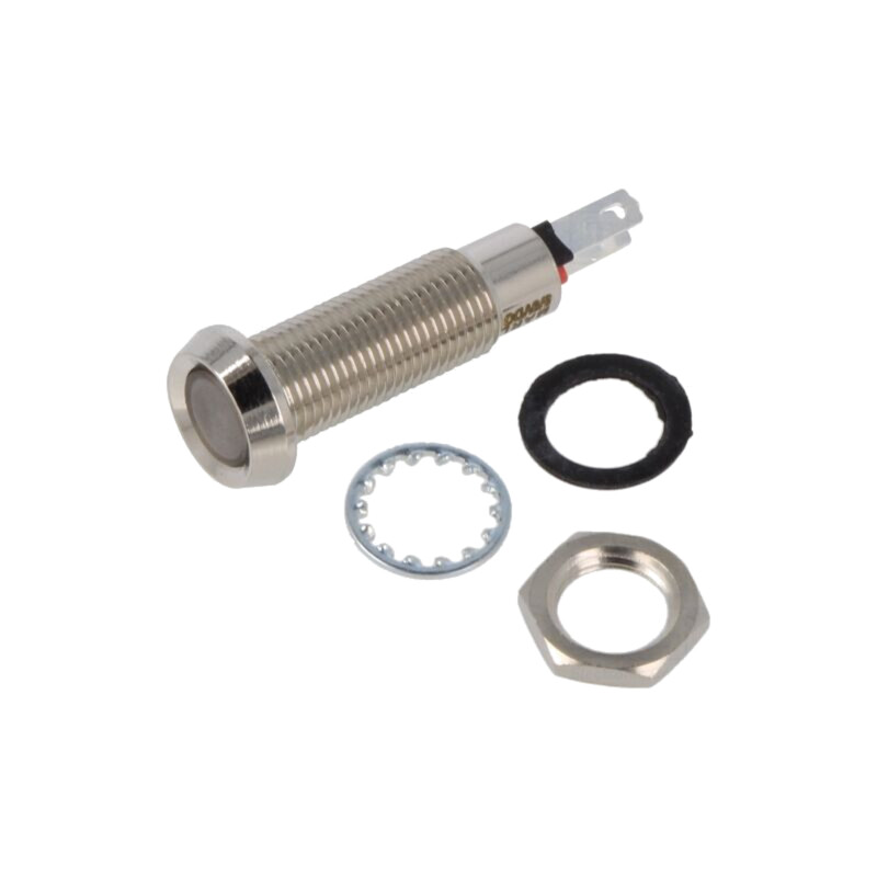 Lampă de control: LED; concav; verde; 5÷6VDC; Ø8,1mm; IP67; alamă