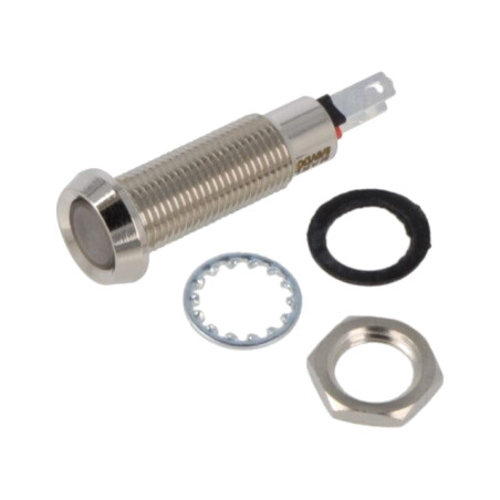 Lampă de control: LED; concav; verde; 5÷6VDC; Ø8,1mm; IP67; alamă