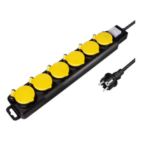 Prelungitor cu prize: de alimentare; Prize: 6; 250VAC; 16A; 1,5m