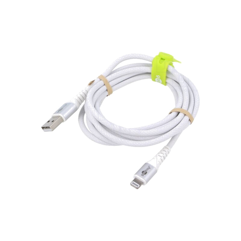 Cablu; USB 2.0; mufă Apple Lightning,USB A mufă; 2m; alb; silicon