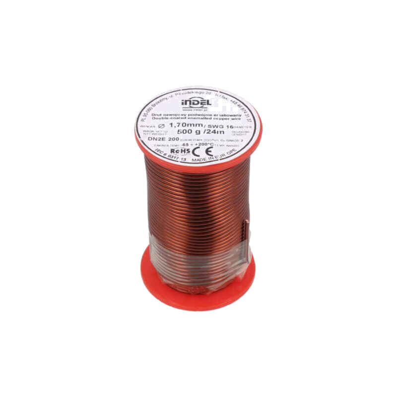 Sârmă bobină; dublu emailată; 1,7mm; 0,5kg; -65÷200°C; Fire: Cu
