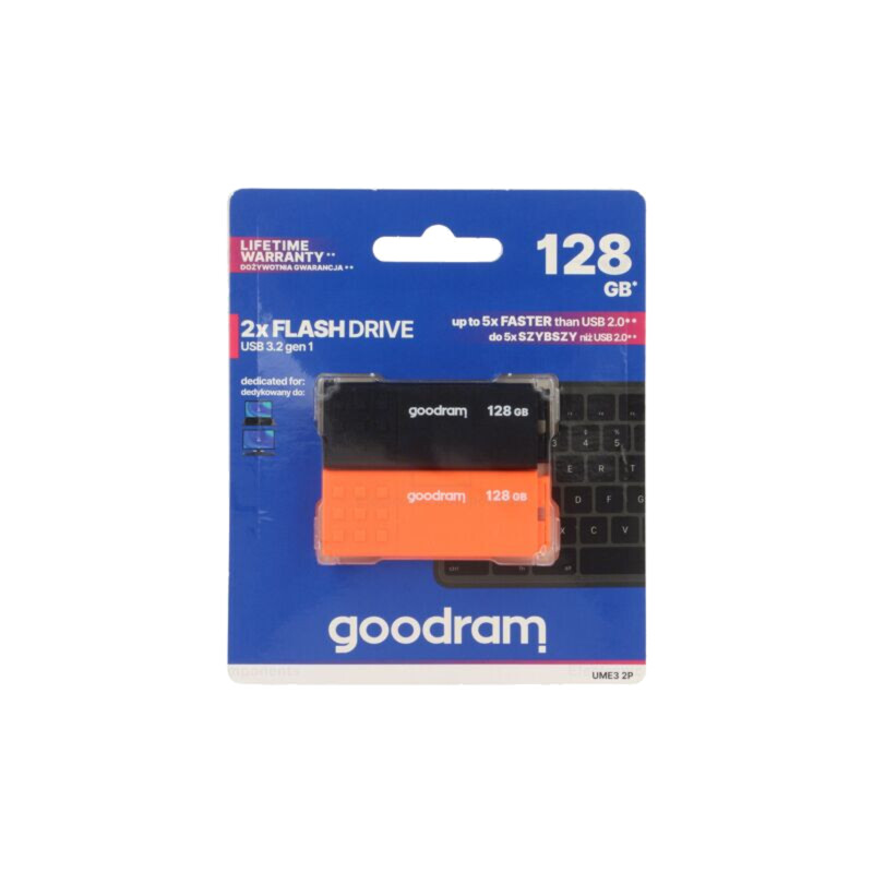 Pendrive; USB 3.2; 128GB; R: 60MB/s; W: 20MB/s; neagră,portocalie