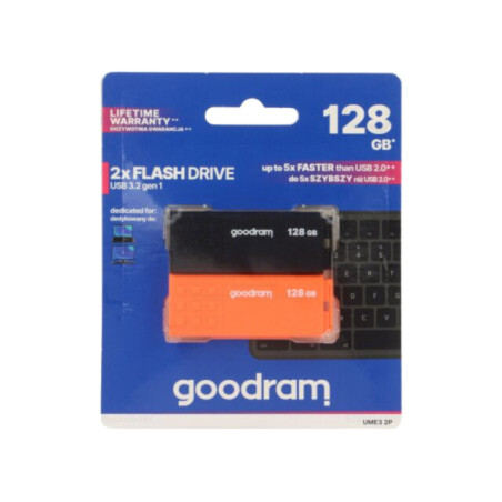 Pendrive; USB 3.2; 128GB; R: 60MB/s; W: 20MB/s; neagră,portocalie