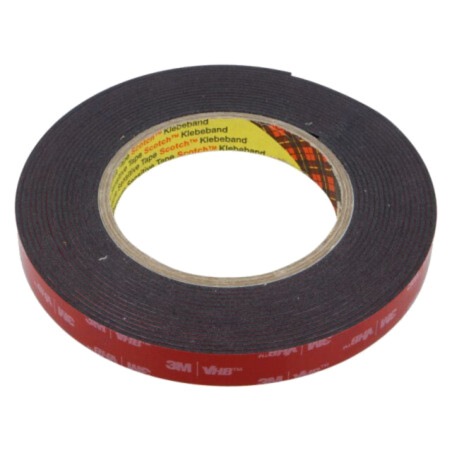 Bandă: de fixare; W: 15mm; L: 5,5m; Thk: 1,6mm; acril; neagră