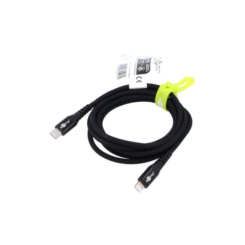 Cablu; USB 2.0; mufă Apple Lightning,USB C mufă; 2m; negru; 60W