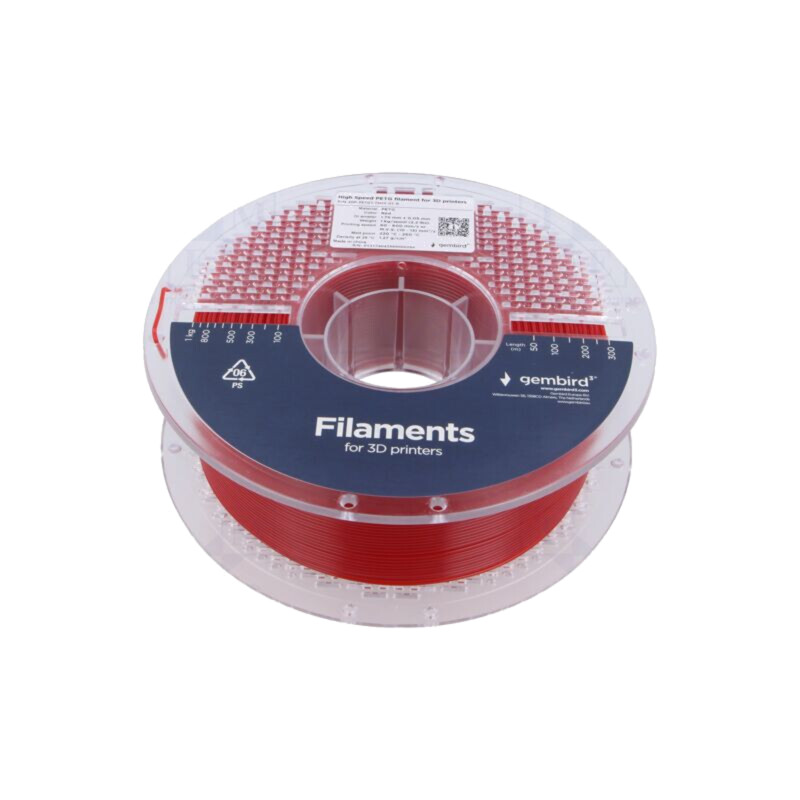 Filament: PET-G; 1,75mm; roşie; 220÷260°C; 1kg; High Speed